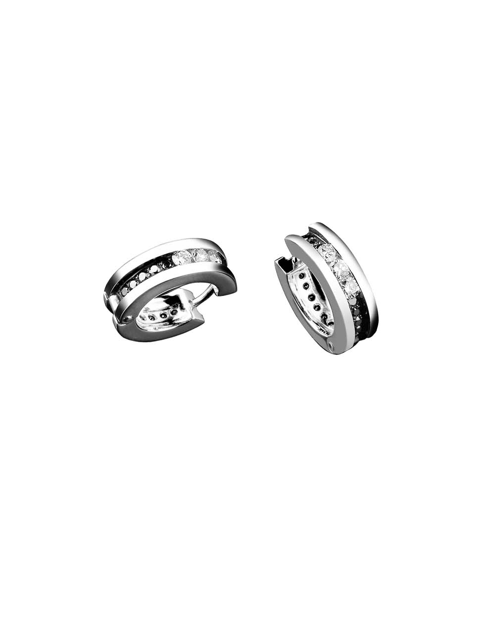 Trilogy hoop earrings, perfect blend of sophistication and modernity, in white gold and diamonds.