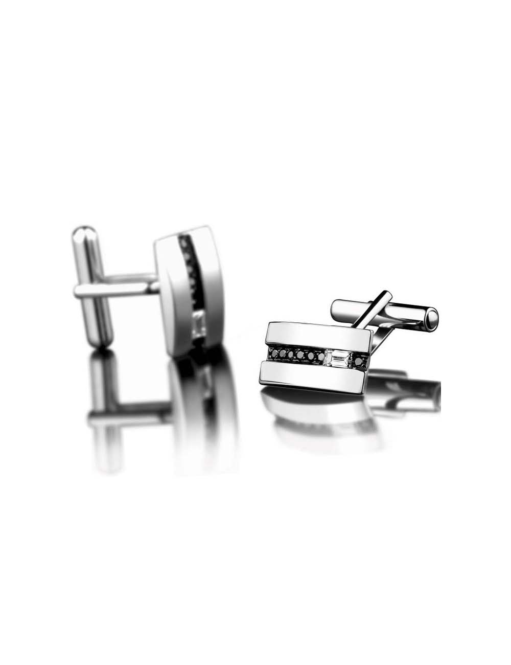 Gentleman cufflinks: a blend of baguette white diamonds and black diamonds for unmatched male elegance.