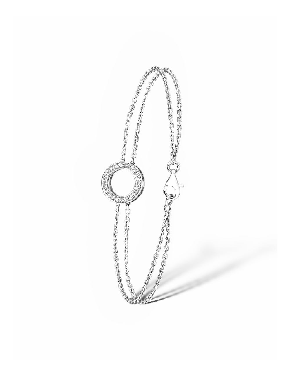 Luxury white diamonds and white gold circle bracelet for women