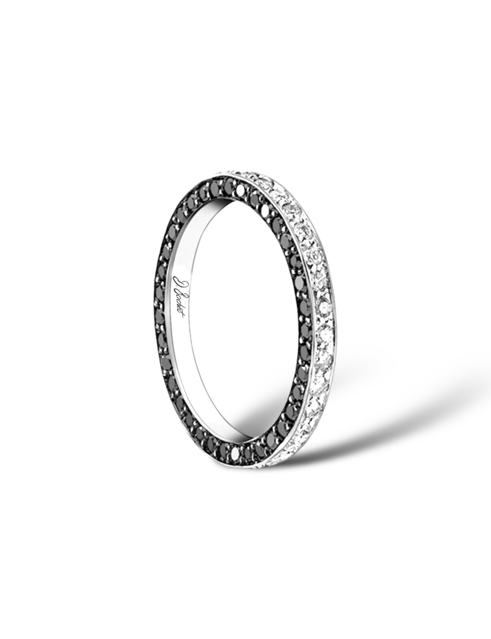 Diamond ring for women with white and black diamonds, perfect alone or with an engagement ring.