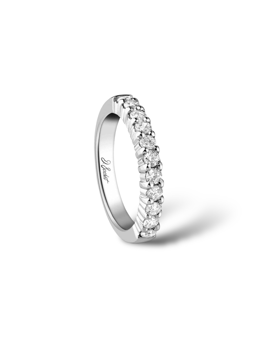 Diamond claw band, 0.55ct FVS, platinum/gold, handmade in France, timeless elegance by D.Bachet.