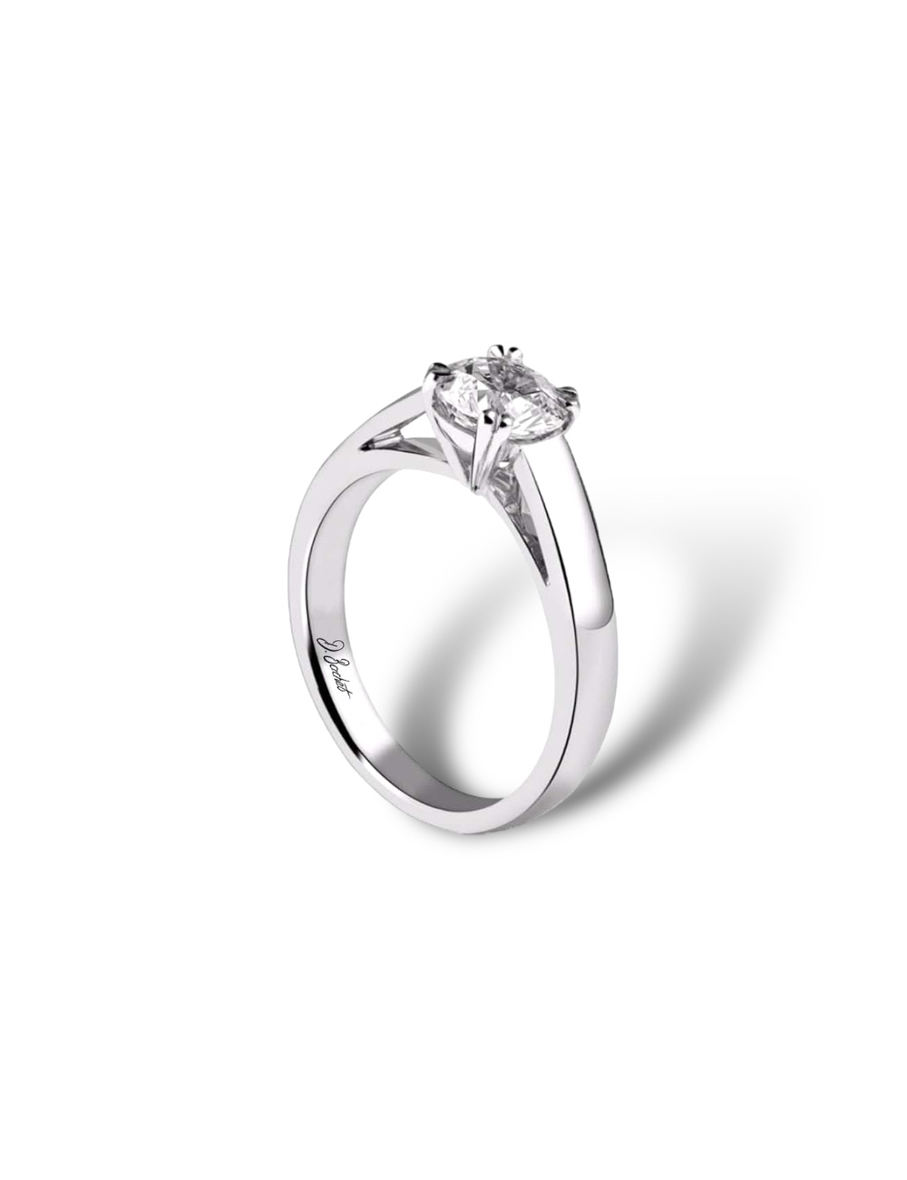 Bague de fiançailles solitaire D.Bachet en platine : diamant blanc 0.50 carat, monture épurée et contemporaine, serti éthique.