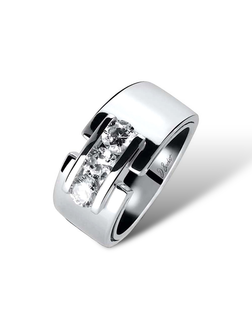 Bague de luxe avec 3 diamants naturels de 0.30 ct en platine, éthique, options en or.