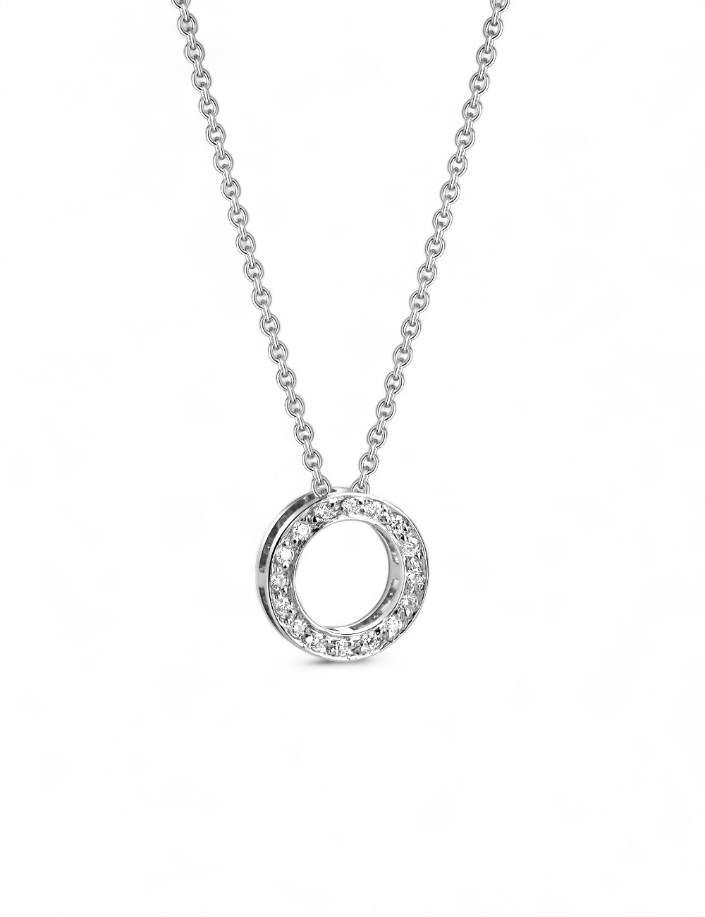 Pendentif élégant DayLight Cercle pour femme de D.Bachet, pavé de diamants blancs étincelants.