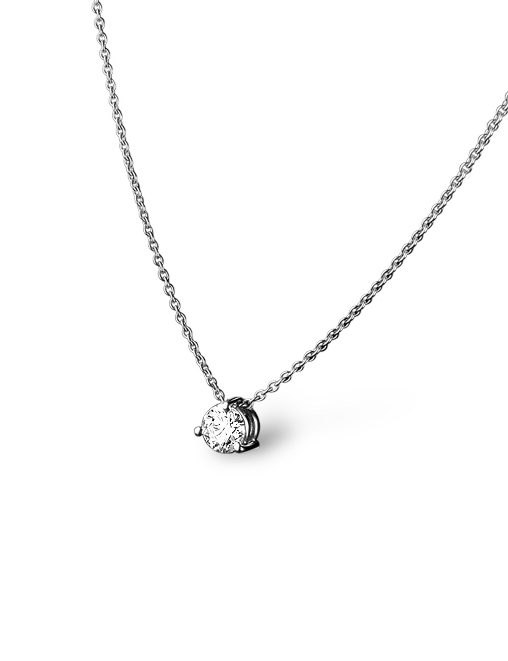 Luxury necklace for women set with a 0.40 carat white diamond FVS quality.