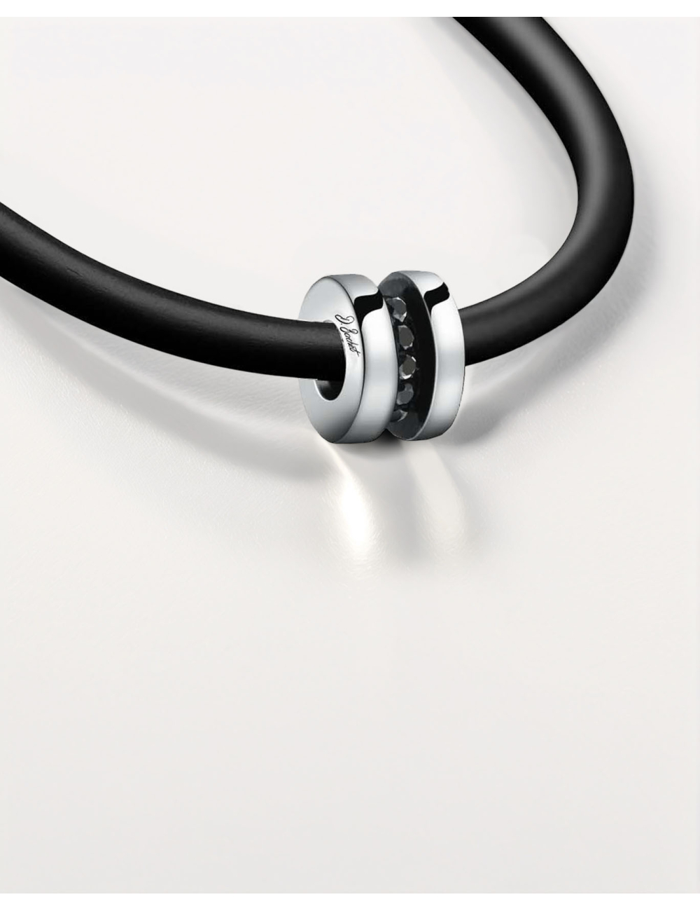 Men's Sense of Light pendant in white gold with black diamonds, an elegant and timeless piece.