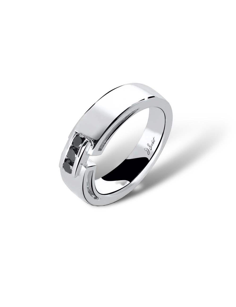 Bague homme moderne trois diamants noirs